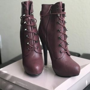 Brand New Burgundy Bakers Heeled Booties